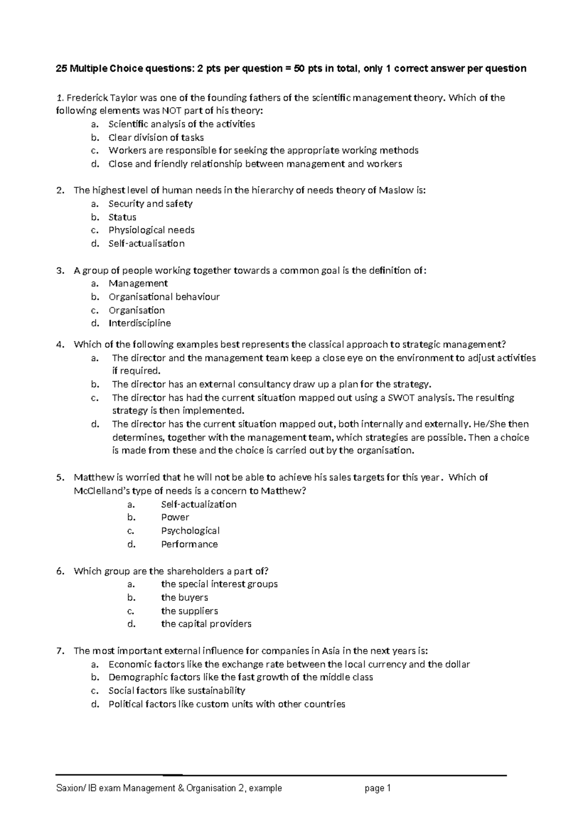 Trial Exam-M&O1: Student Version - Multiple Choice & Case Study ...
