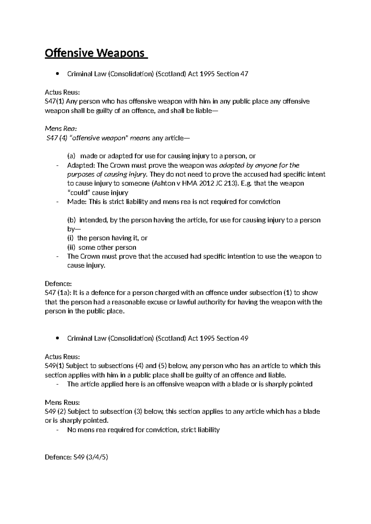 Offensive Weapons - Offensive Weapons Criminal Law (Consolidation ...