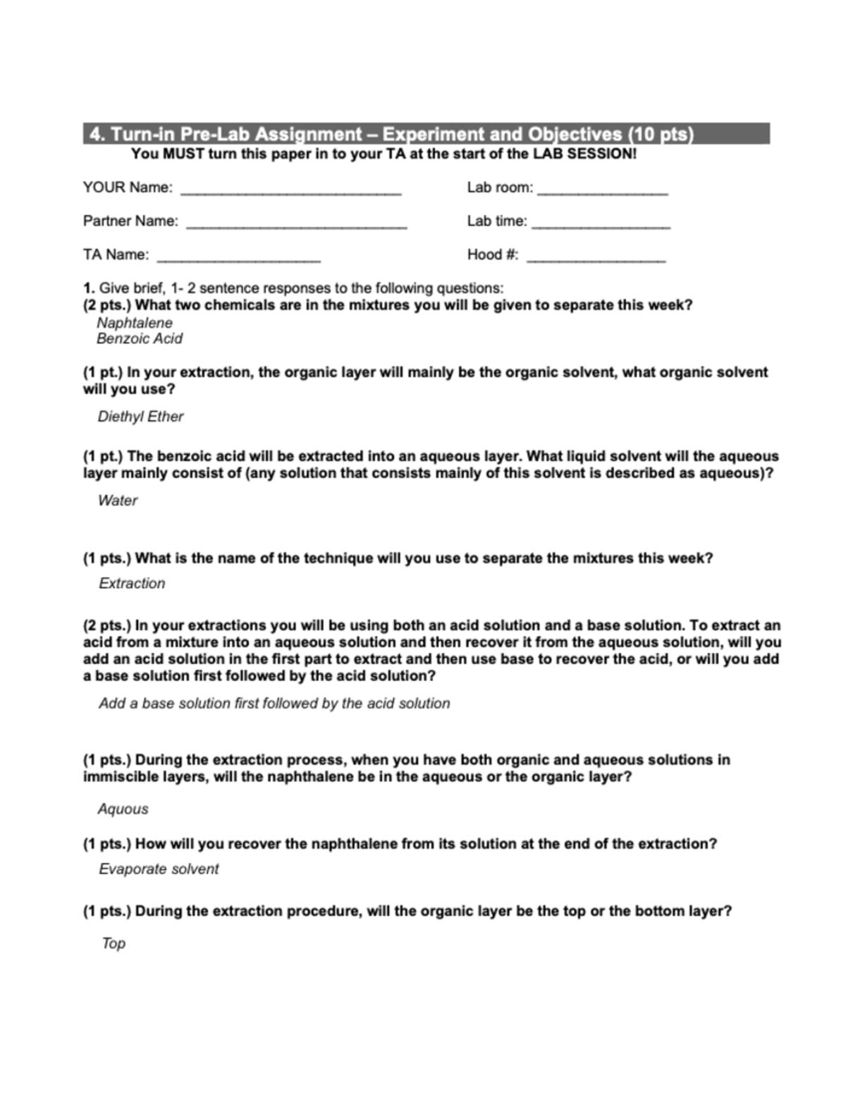 Lab 4: Extraction Objective Questions and Pre-Lab Assignment - Studocu