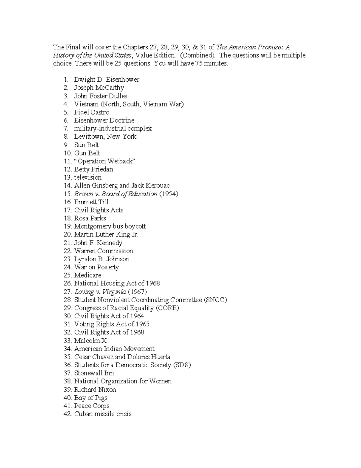 Final Exam Study Guide for 2110: Chapters 27-31 Overview - Studocu