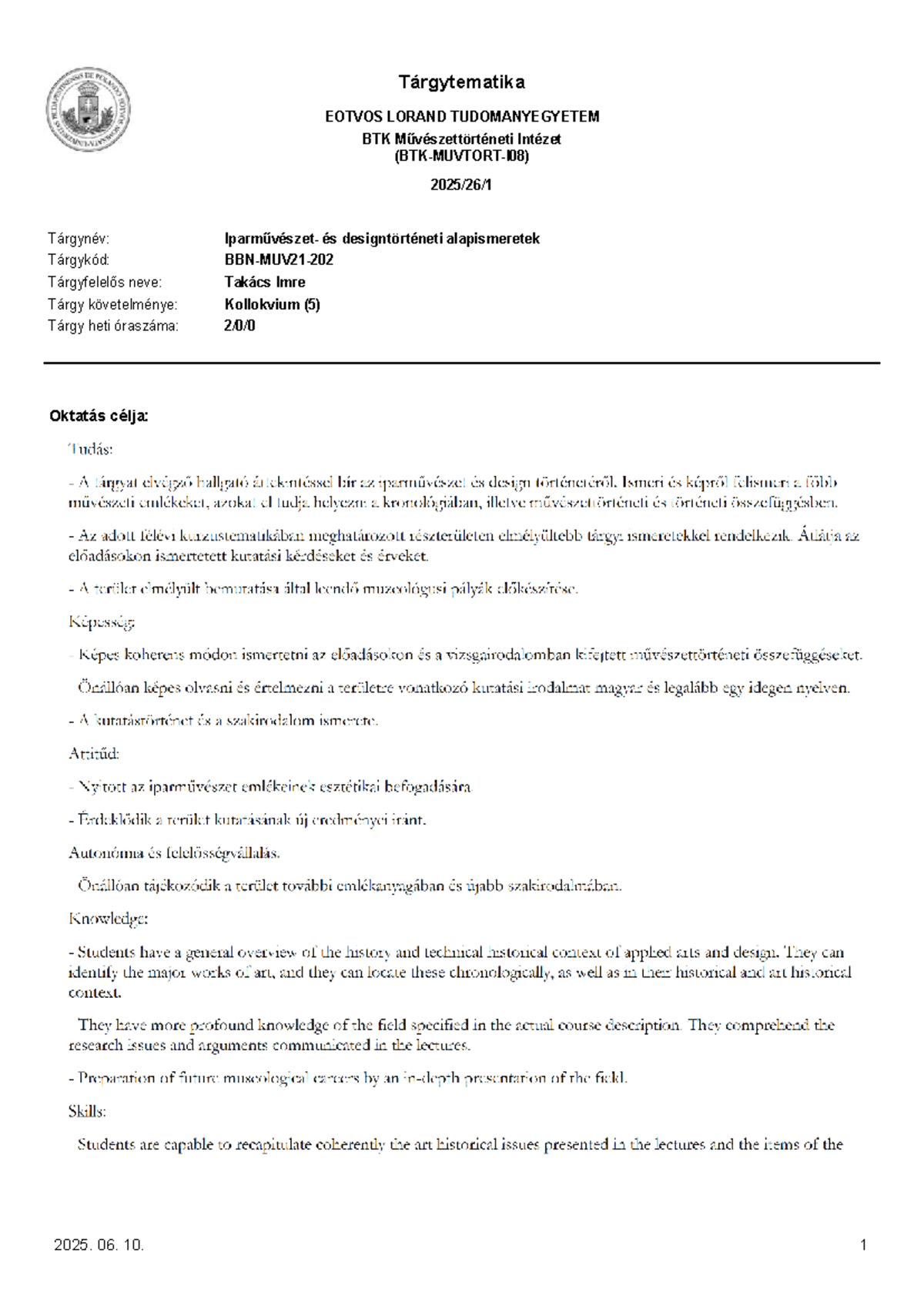 BBN-MÜV21-202 0 - ghghgg - Tárgytematika EÖTVÖS LORÁND TUDOMÁNYEGYETEM ...