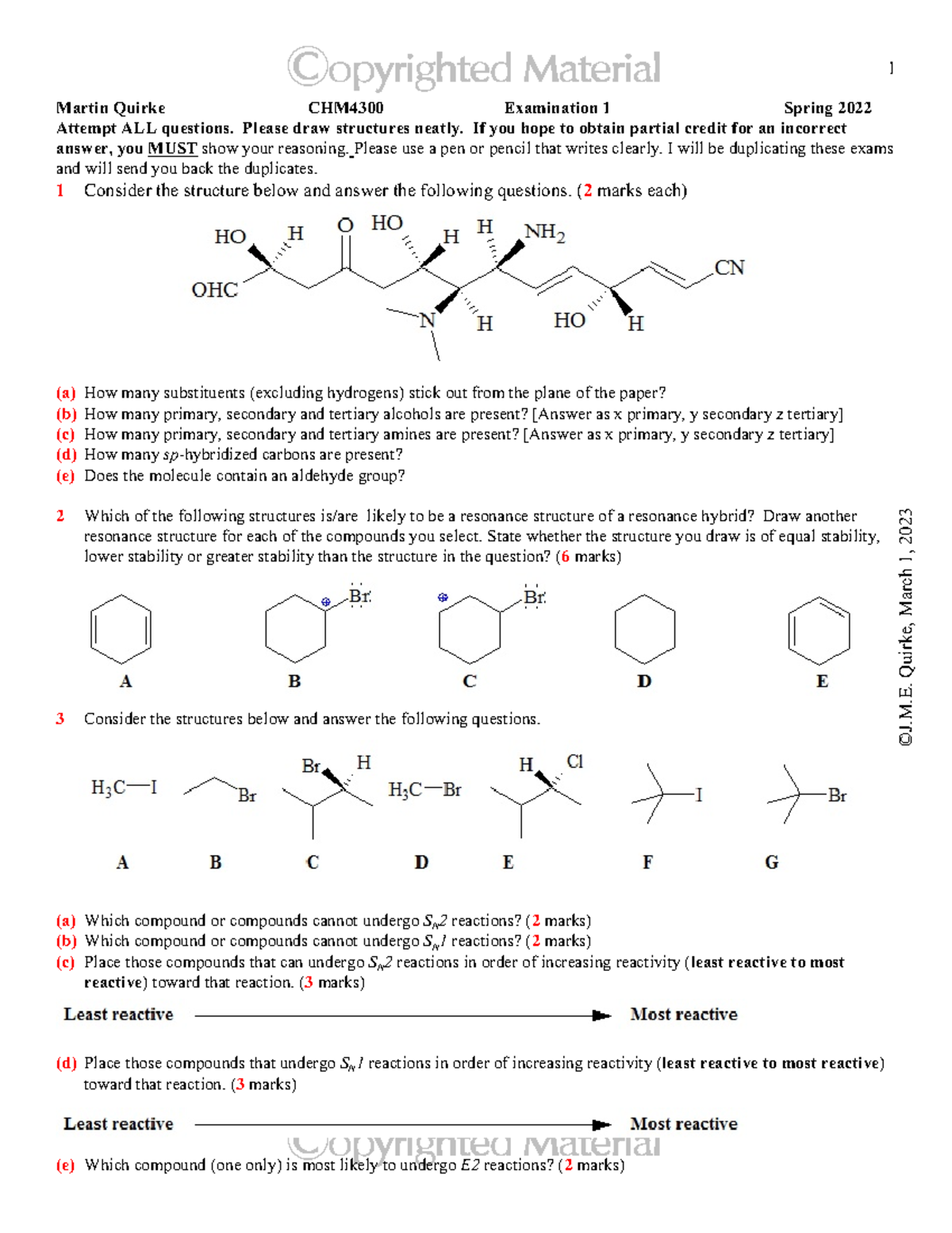 CHM4300 Spring 2022 Exam 1 Solutions and Practice Exercises - Studocu