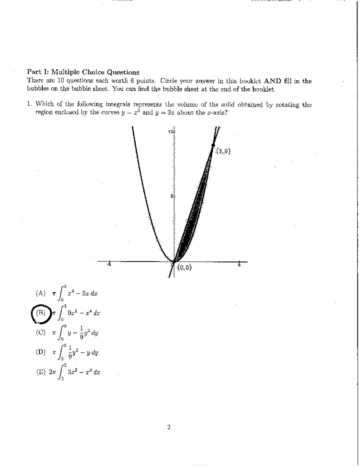 Final Exam Solutions for Math 12: Indefinite Integrals and Integration ...