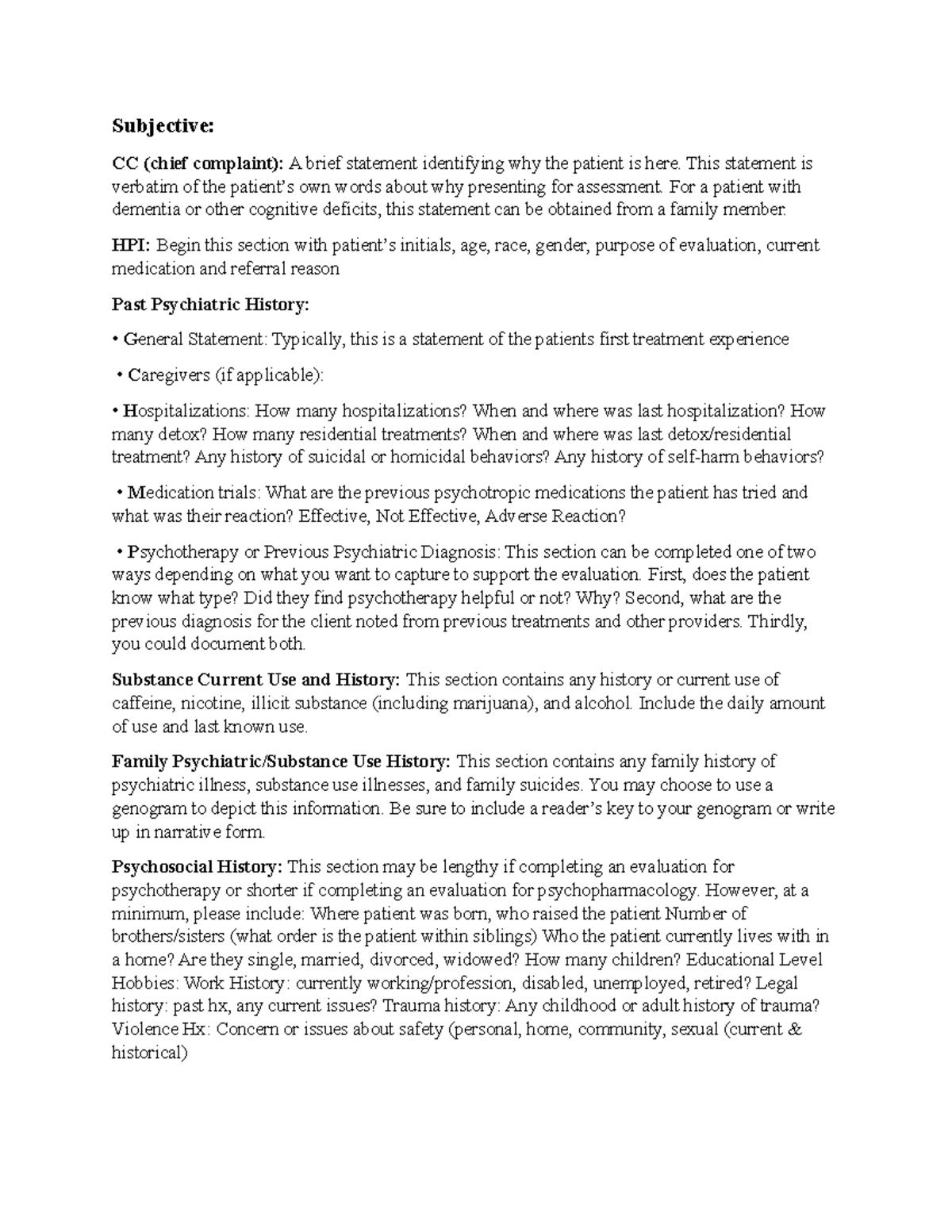 Psych EVAL Template for Use: Comprehensive Assessment Guide - Studocu