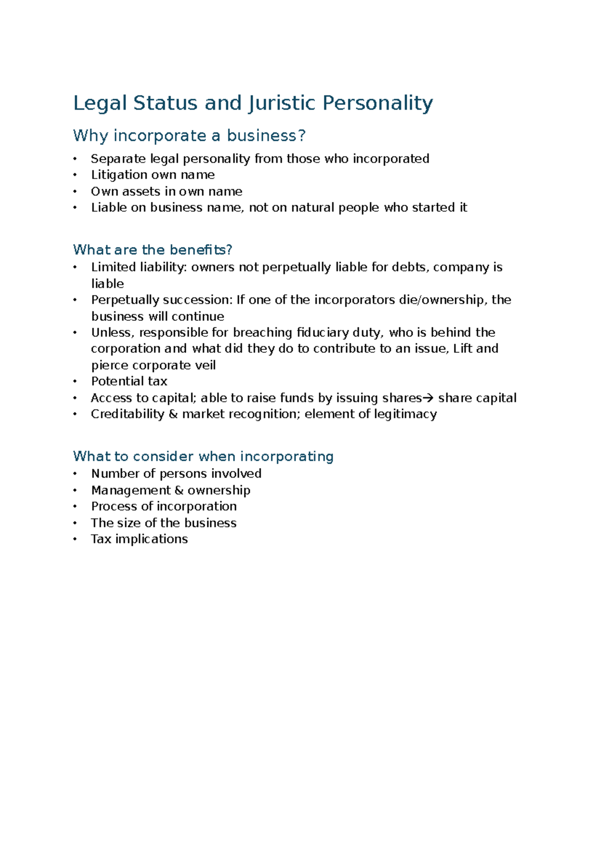 Legal Status and Juristic Personality: Understanding Business ...