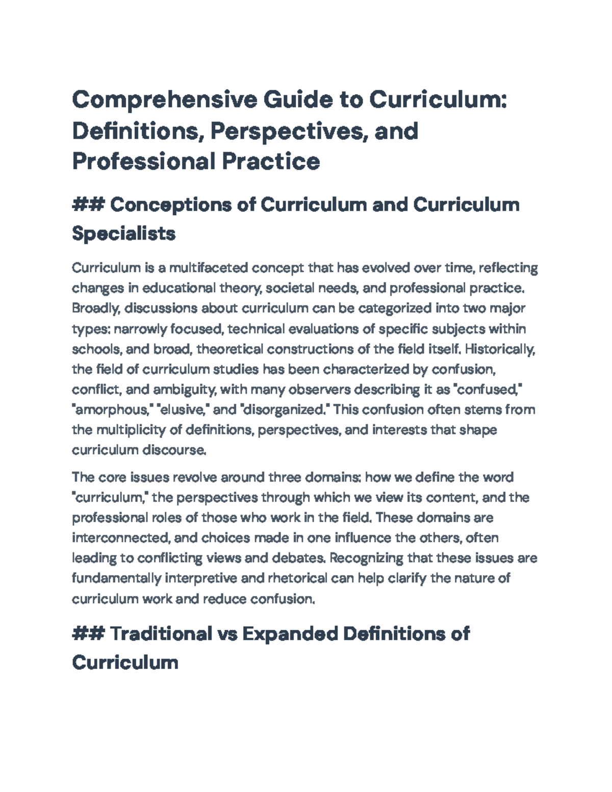 Comprehensive Guide to Curriculum (EDU 101): Definitions & Perspectives ...