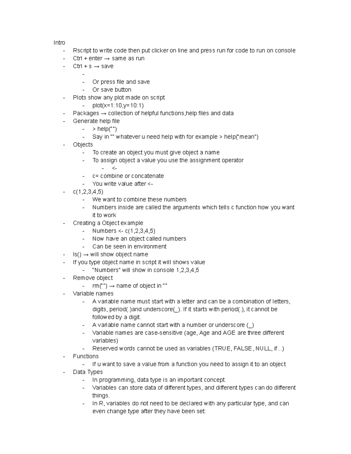 RST101: Intro to R Programming - Basics and Functions Guide - Studocu