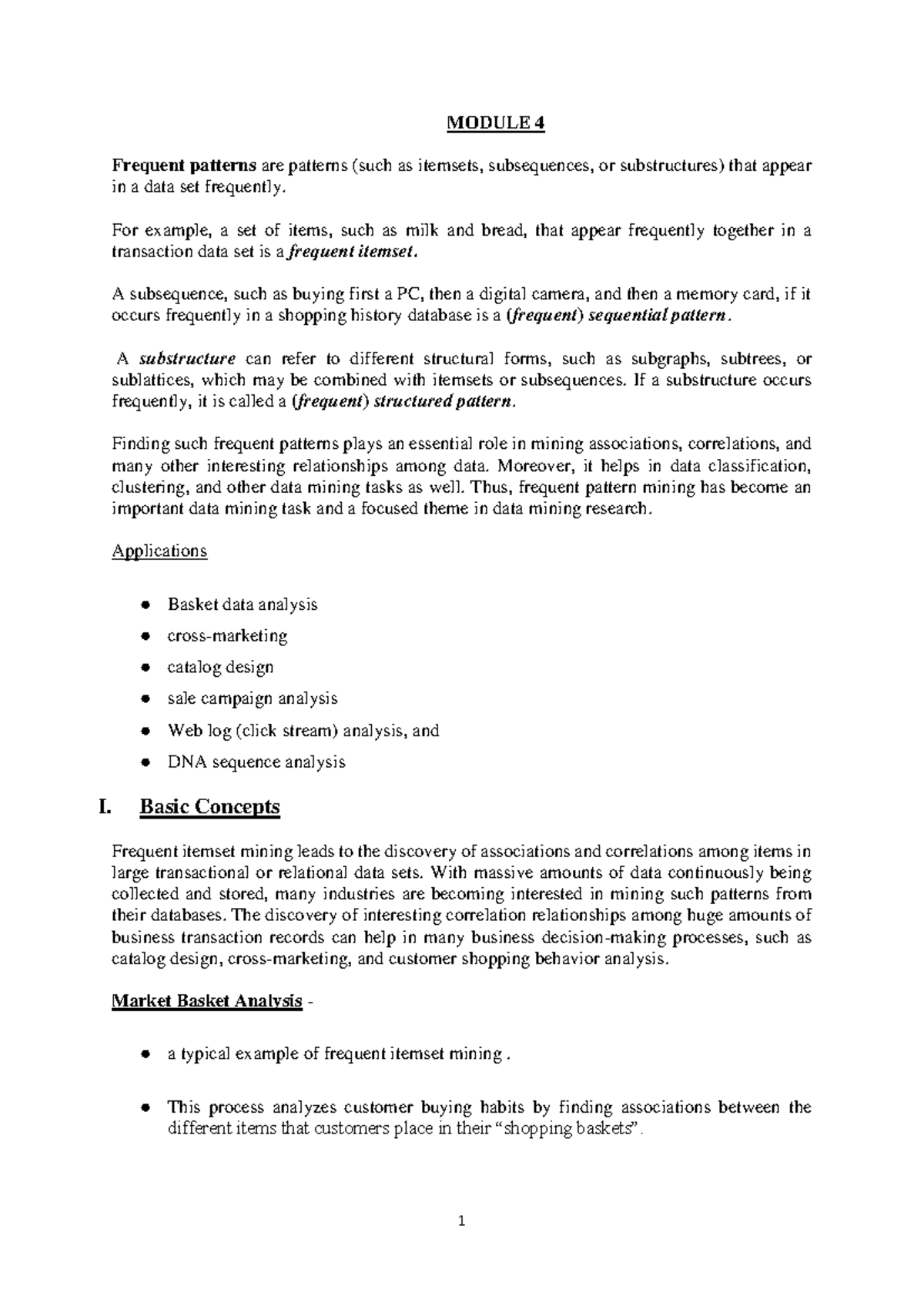 CST466 Module 4: Frequent Patterns in Data Mining Notes - Studocu