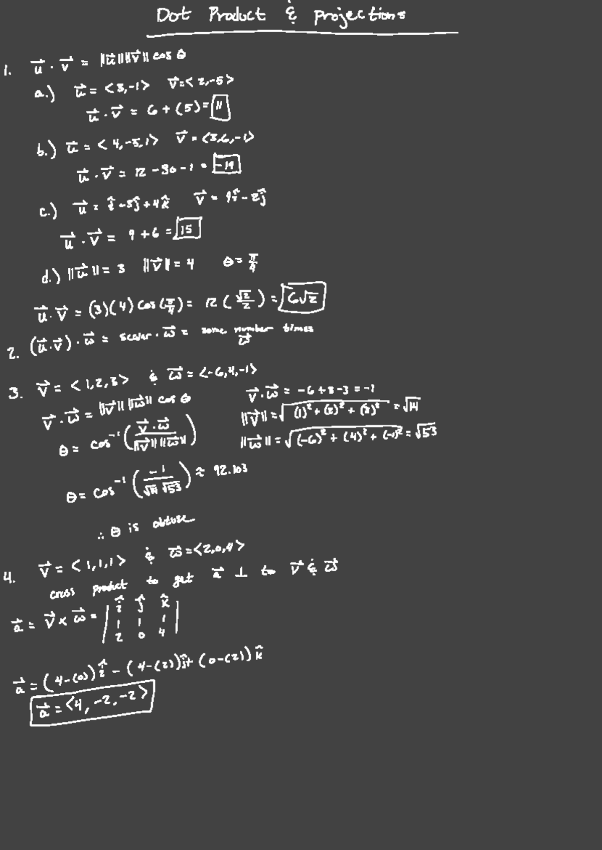 11.3-11.4 Extra Practice Problems: Dot & Cross Product Solutions - Studocu