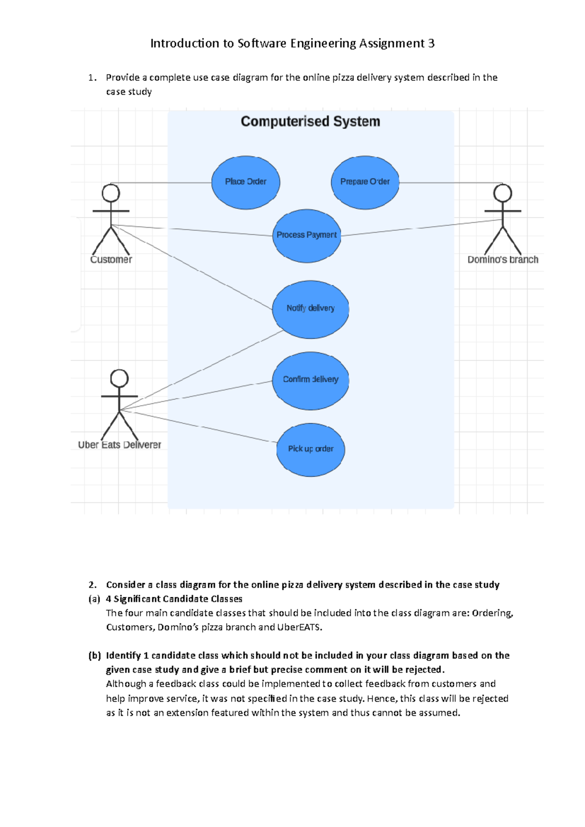 Assignment 3 - Provide a complete use case diagram for the online pizza ...