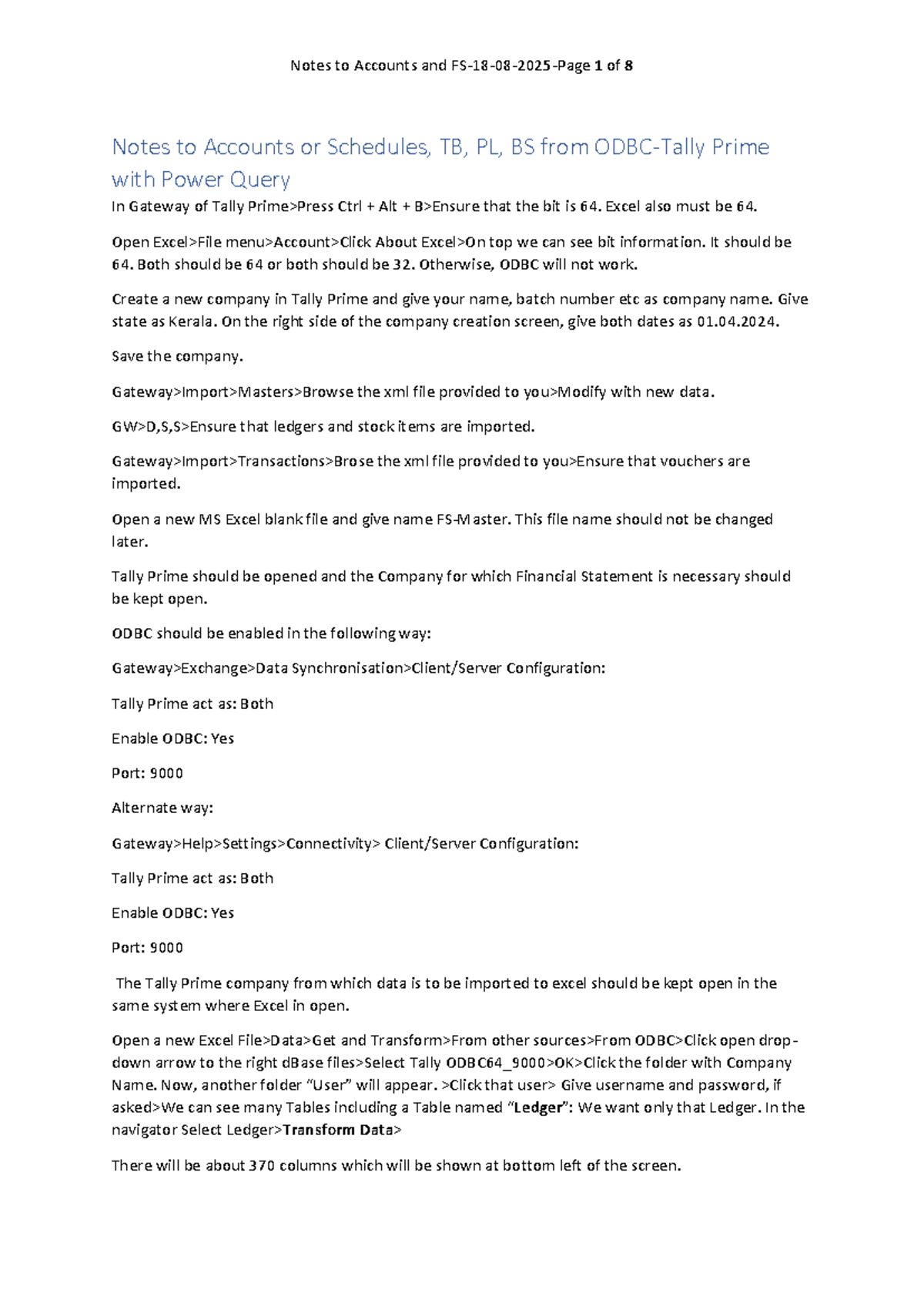 Notes to Accounts and Financial Statements (FS) Guide for Tally Prime ...