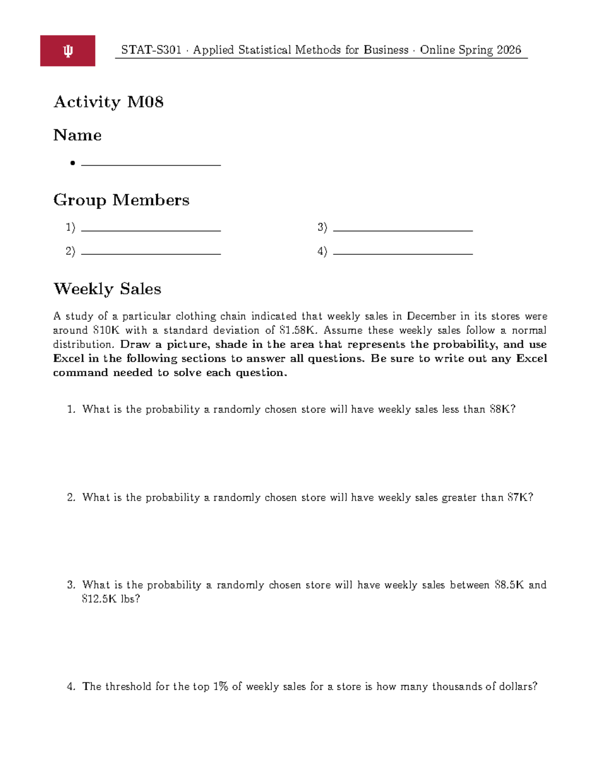 M08 Applied Statistical Methods for Business: Weekly Sales Analysis ...