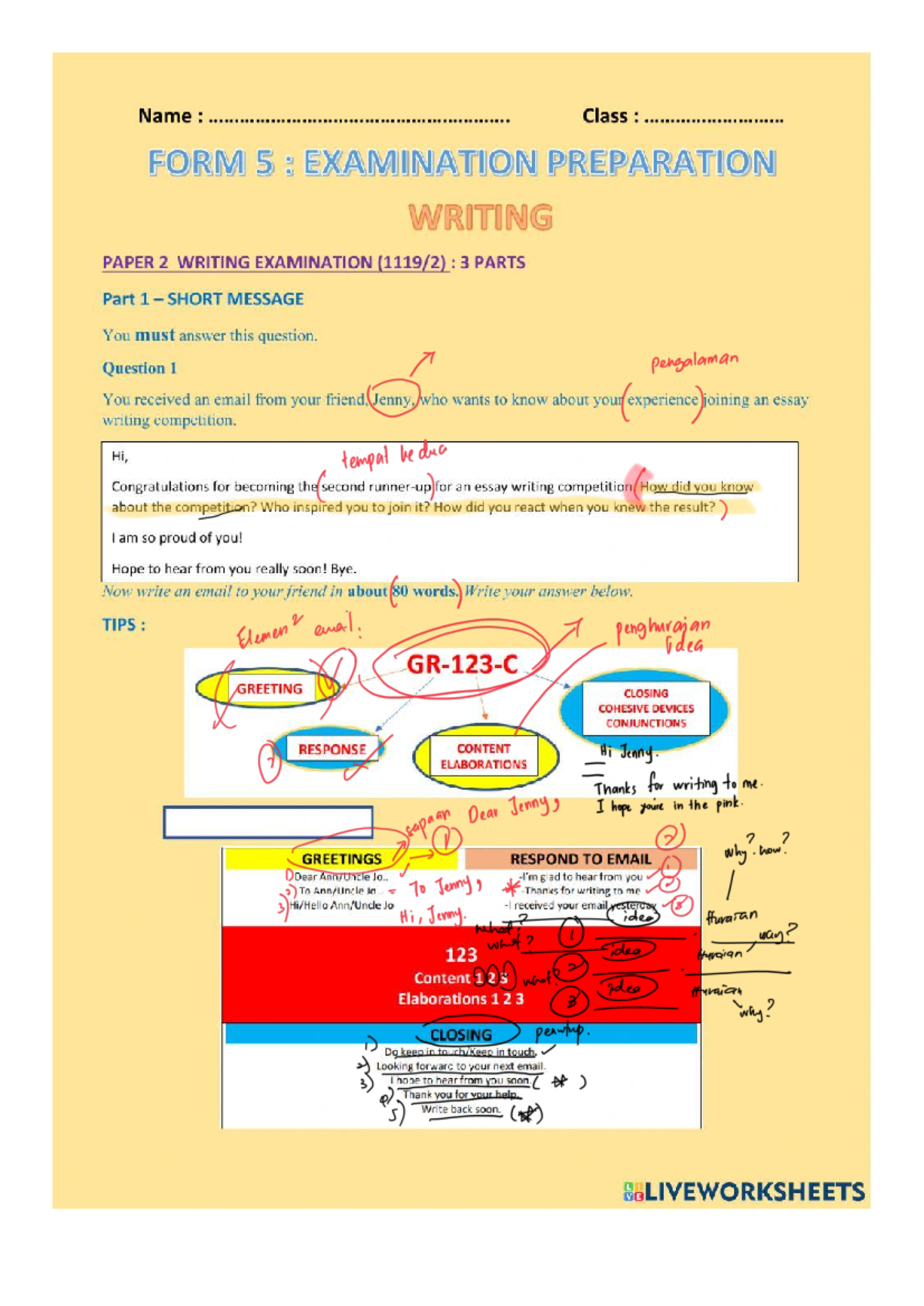 Document - English test - Name : Class : FORM 5 EXAMINATION PREPARATION ...