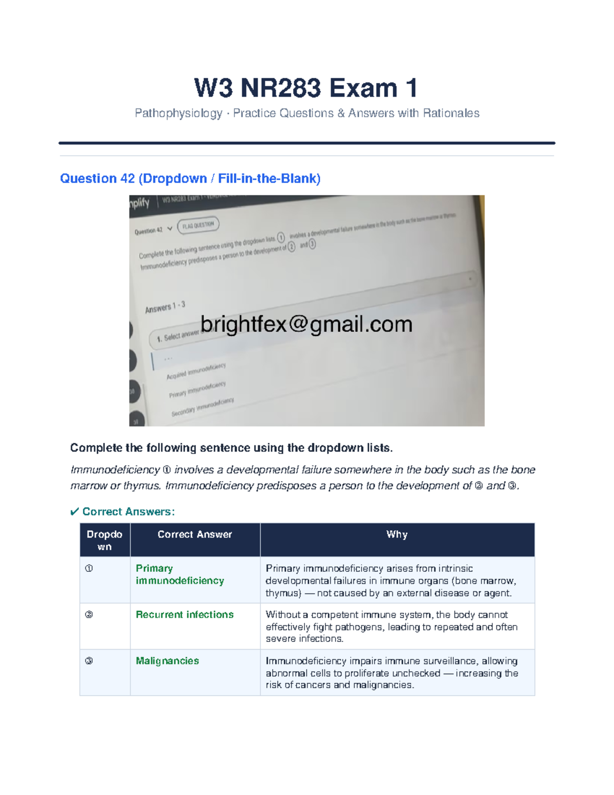 W3 NR283 Exam 1 Pathophysiology Practice Questions & Answers - Studocu