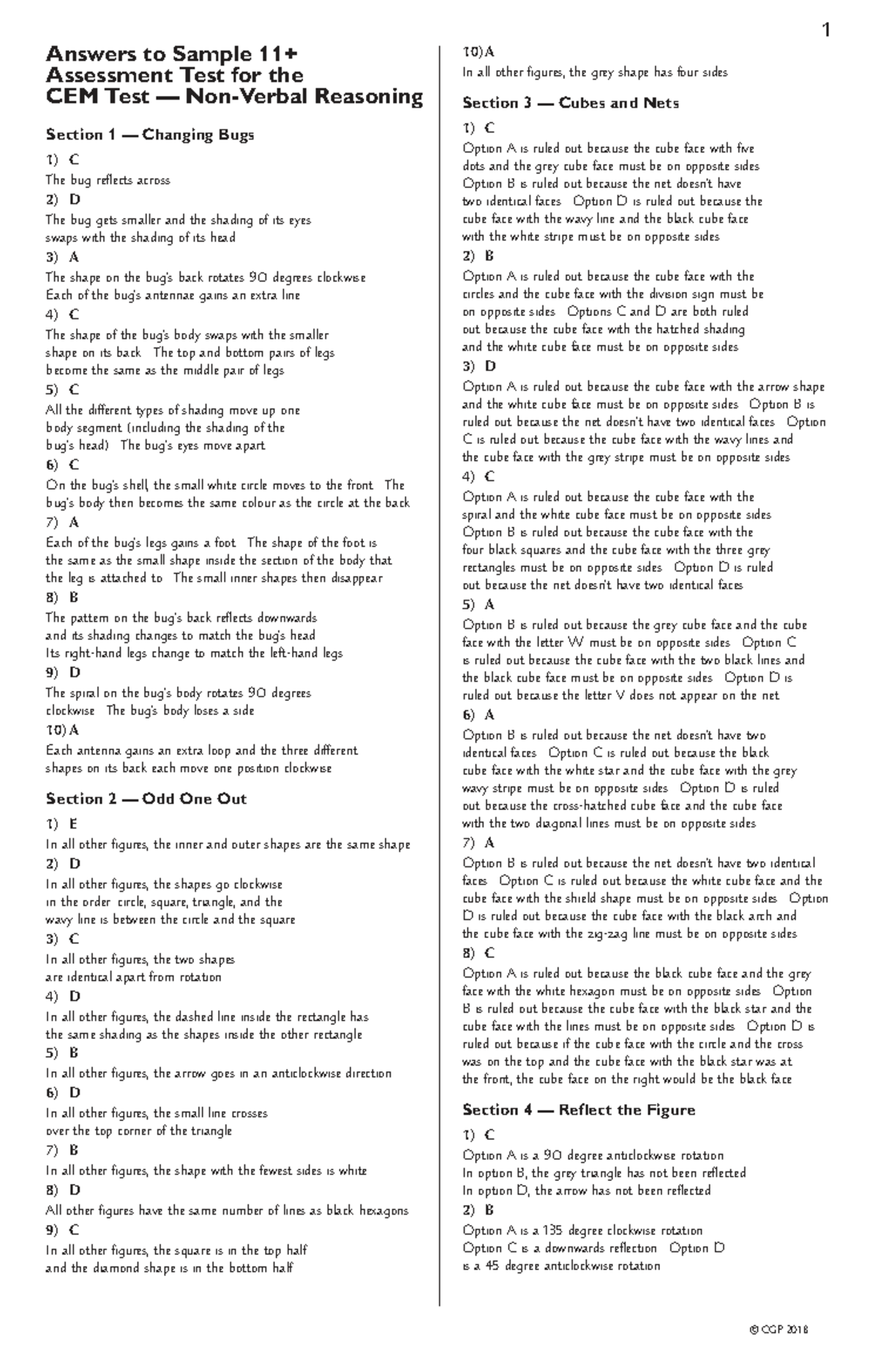CGP 11+ CEM NVR Practice Test Answers & Explanations - Studocu