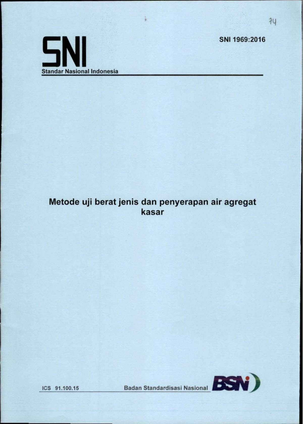 SNI 1969:2016 Metode Uji Berat Jenis & Penyerapan Air Agregat Kasar ...