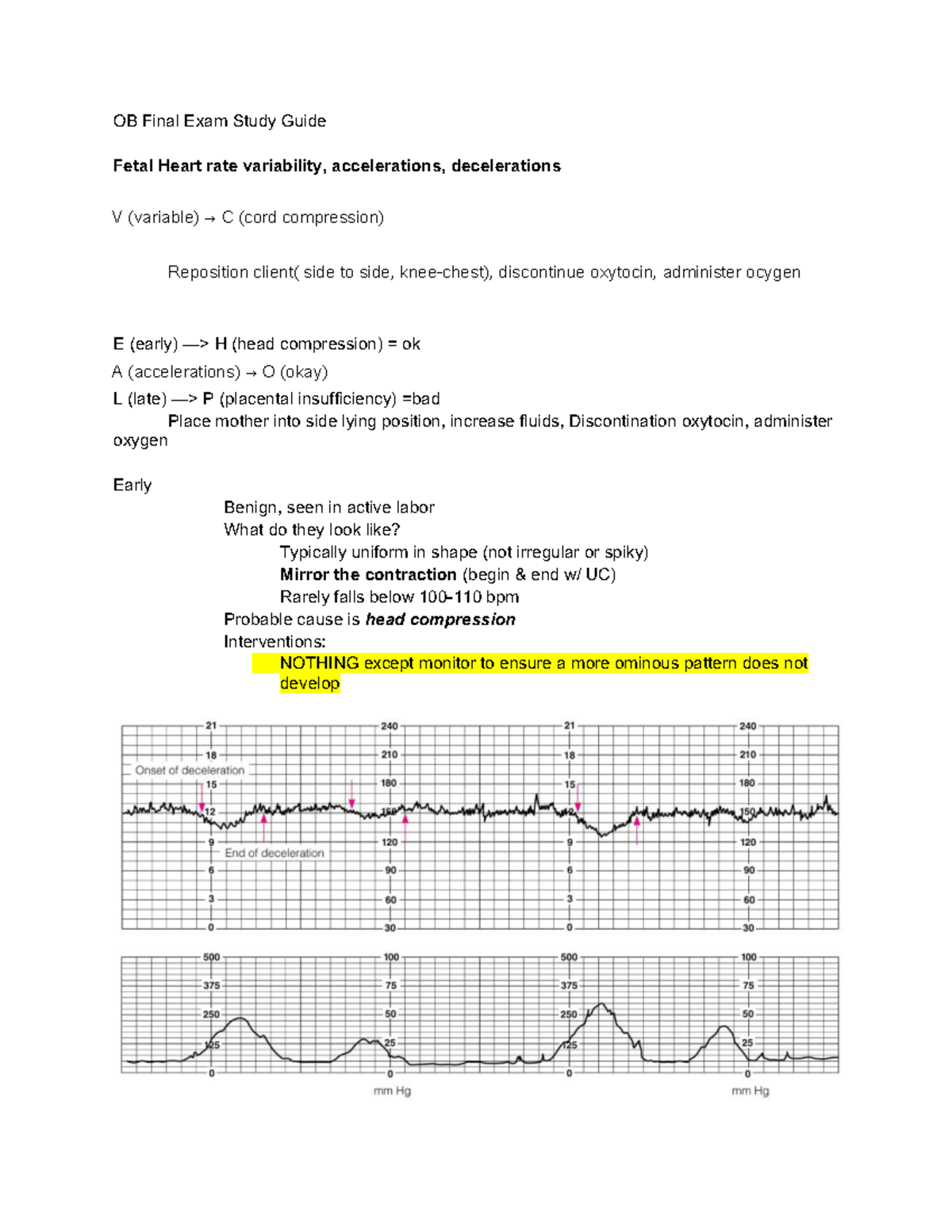 OB Final Exam Study Guide: Fetal Heart Rate Variability & Interventions ...