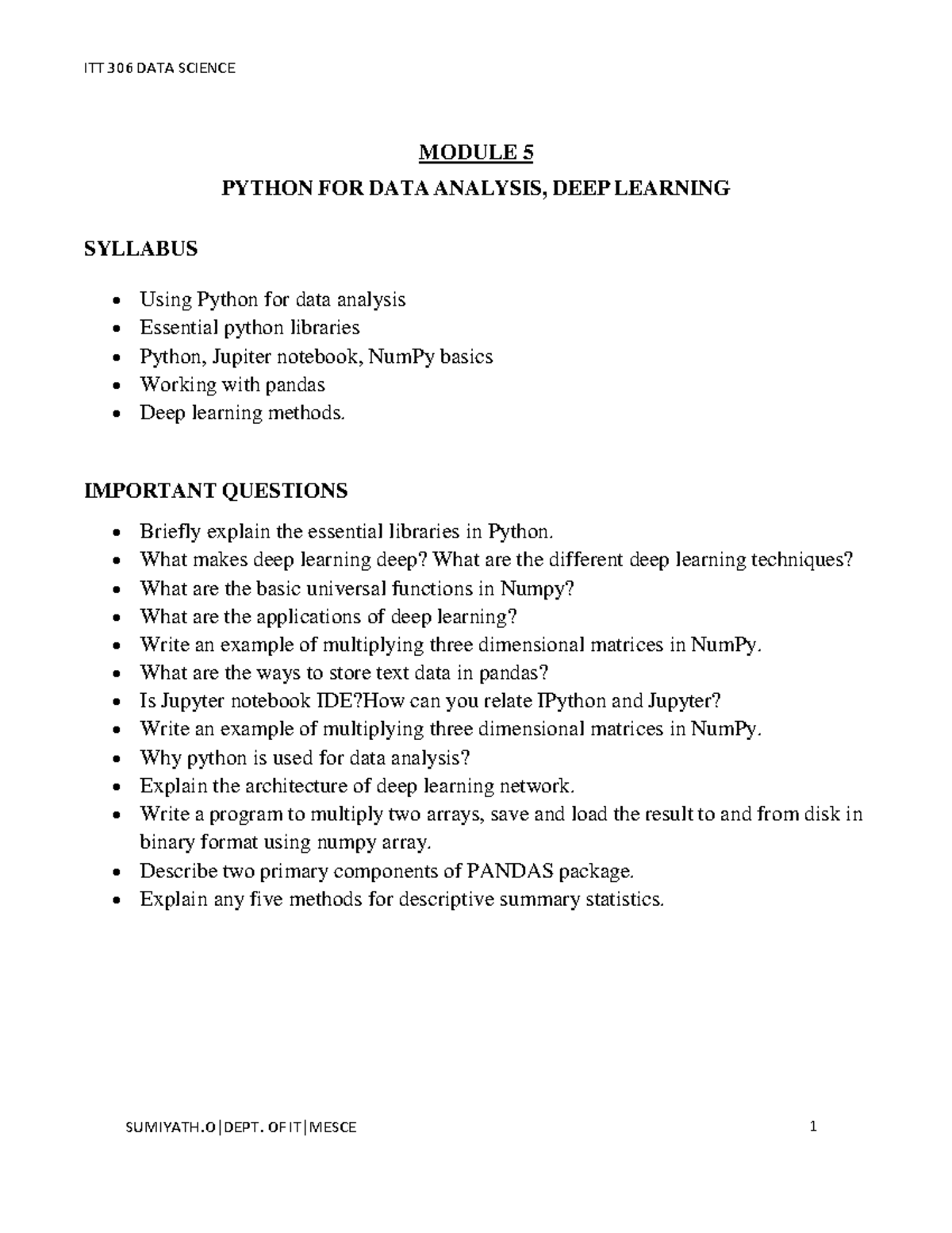 Python for Data Analysis & Deep Learning (BEB9D634) Module 5 Notes ...