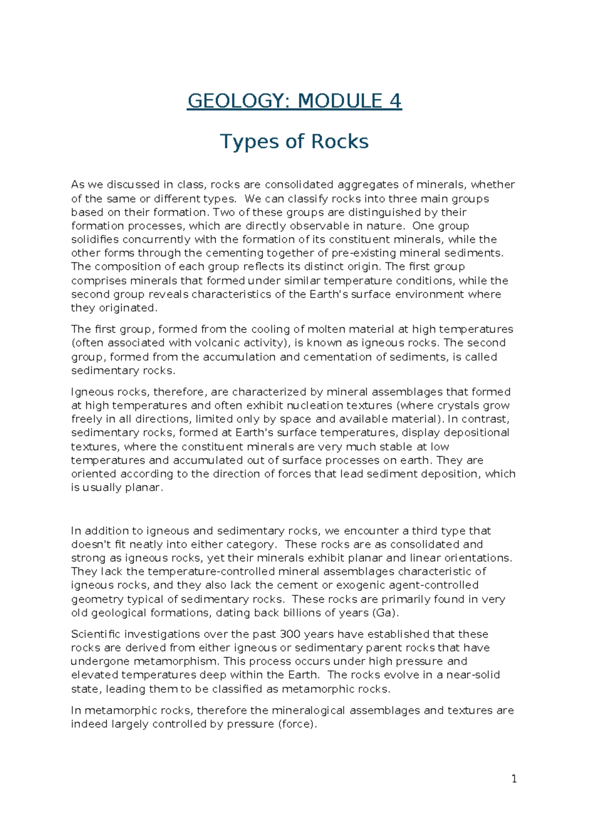 GEOLOGY: MODULE 4 - Understanding Igneous Rocks and Their Formation ...