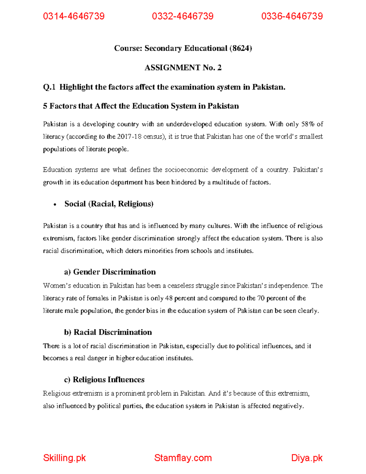 8624 - Notes - Course: Secondary Educational (8624) ASSIGNMENT No. 2 Q ...