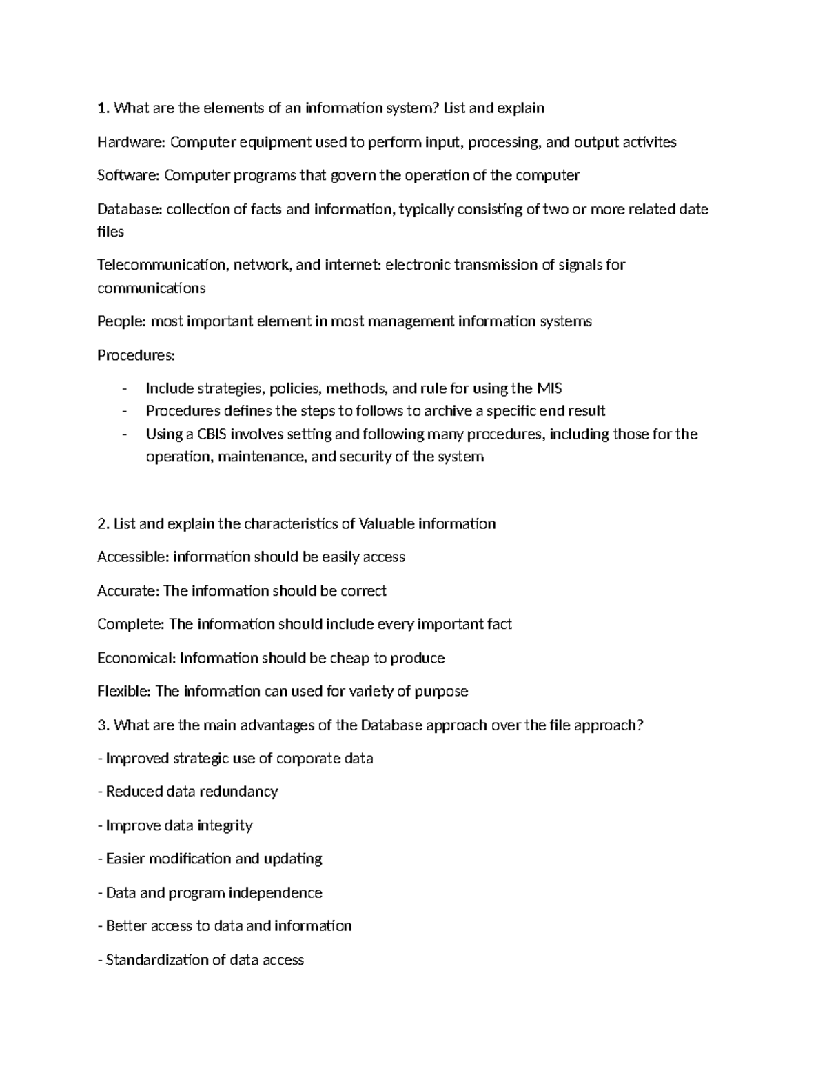 Acs-1802 Midterm Exam Prep: Key Concepts in Information Systems - Studocu