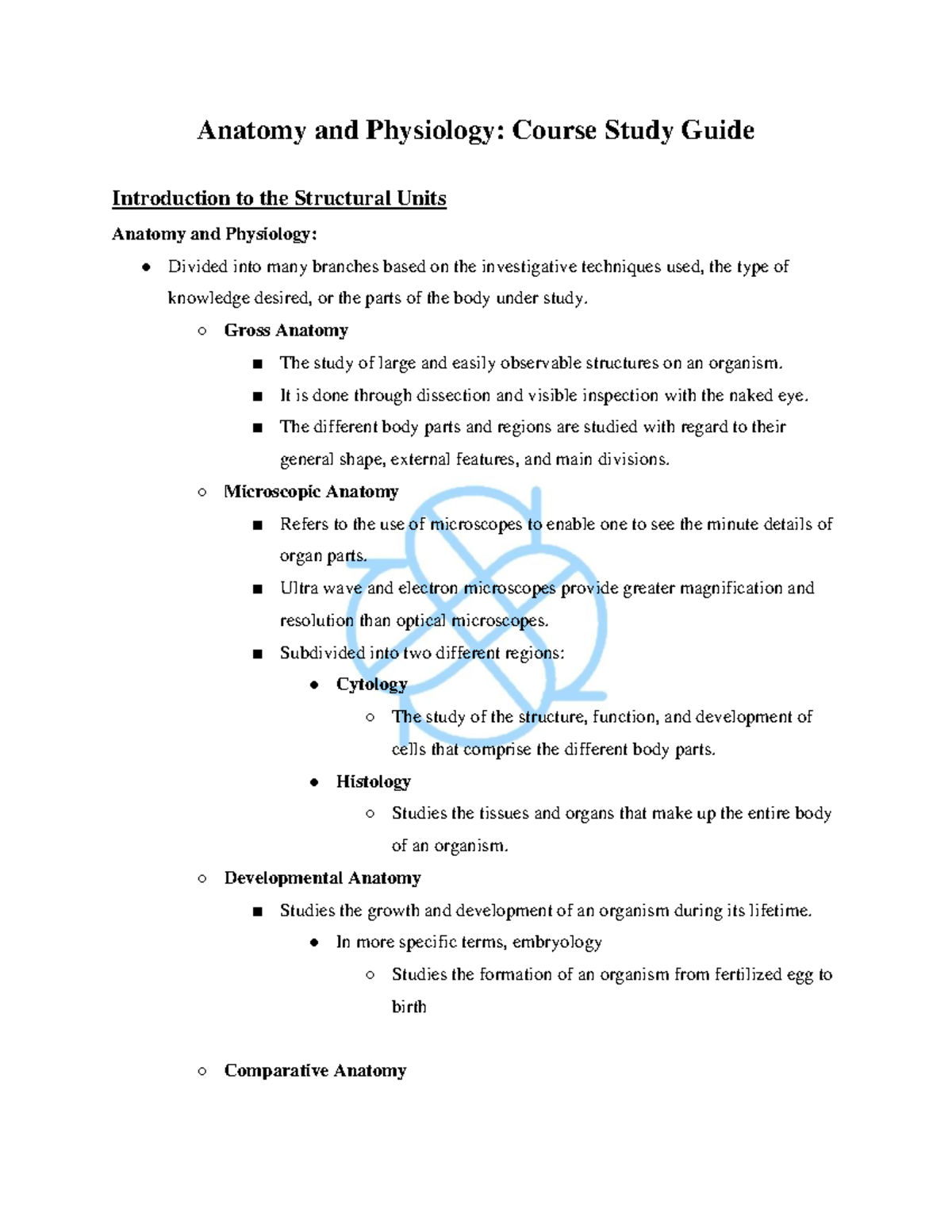 Anatomy and Physiology Study Guide: Course Overview and Key Concepts ...