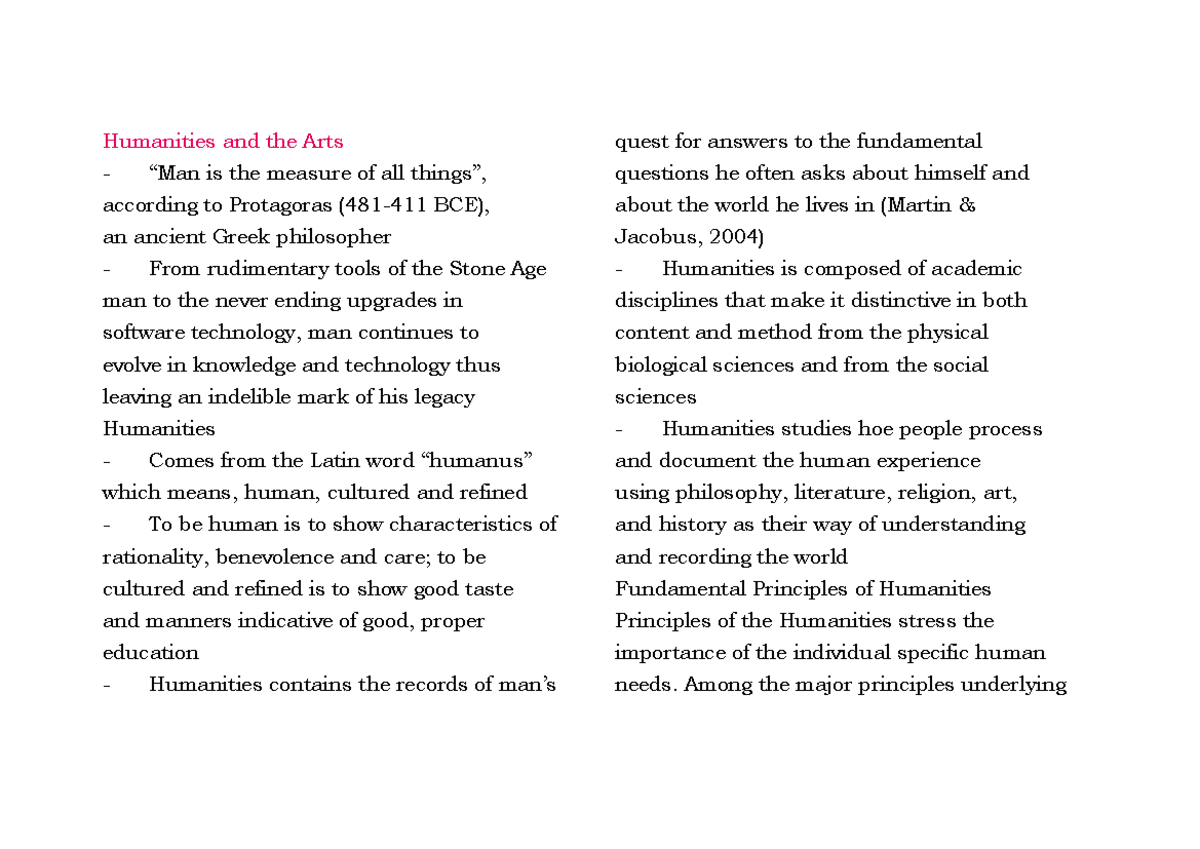 ART APP - Comprehensive Review of Humanities and the Arts - Studocu