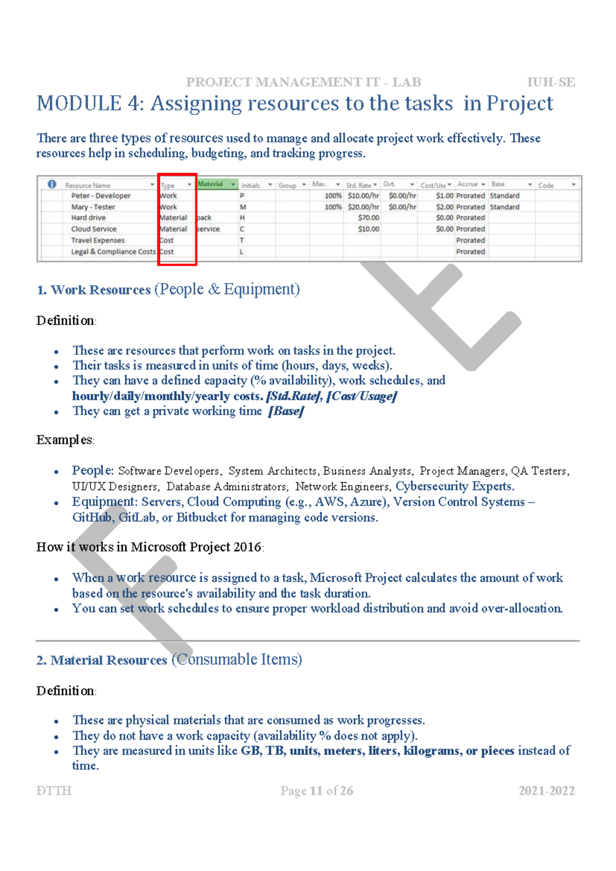 Module 4 - Resource Management in Project Planning and Allocation - Studocu