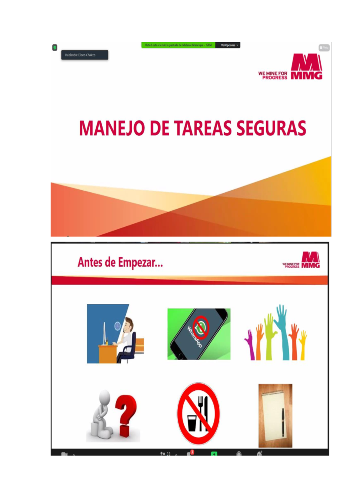 Manejo de Tareas Seguras en WE MINE FOR PROGRESS MMG - Document Preview
