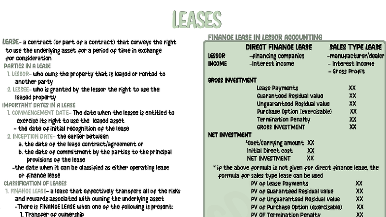 LEASES FINANCE LEASE IN LESSOR ACCOUNTING: Key Concepts and ...