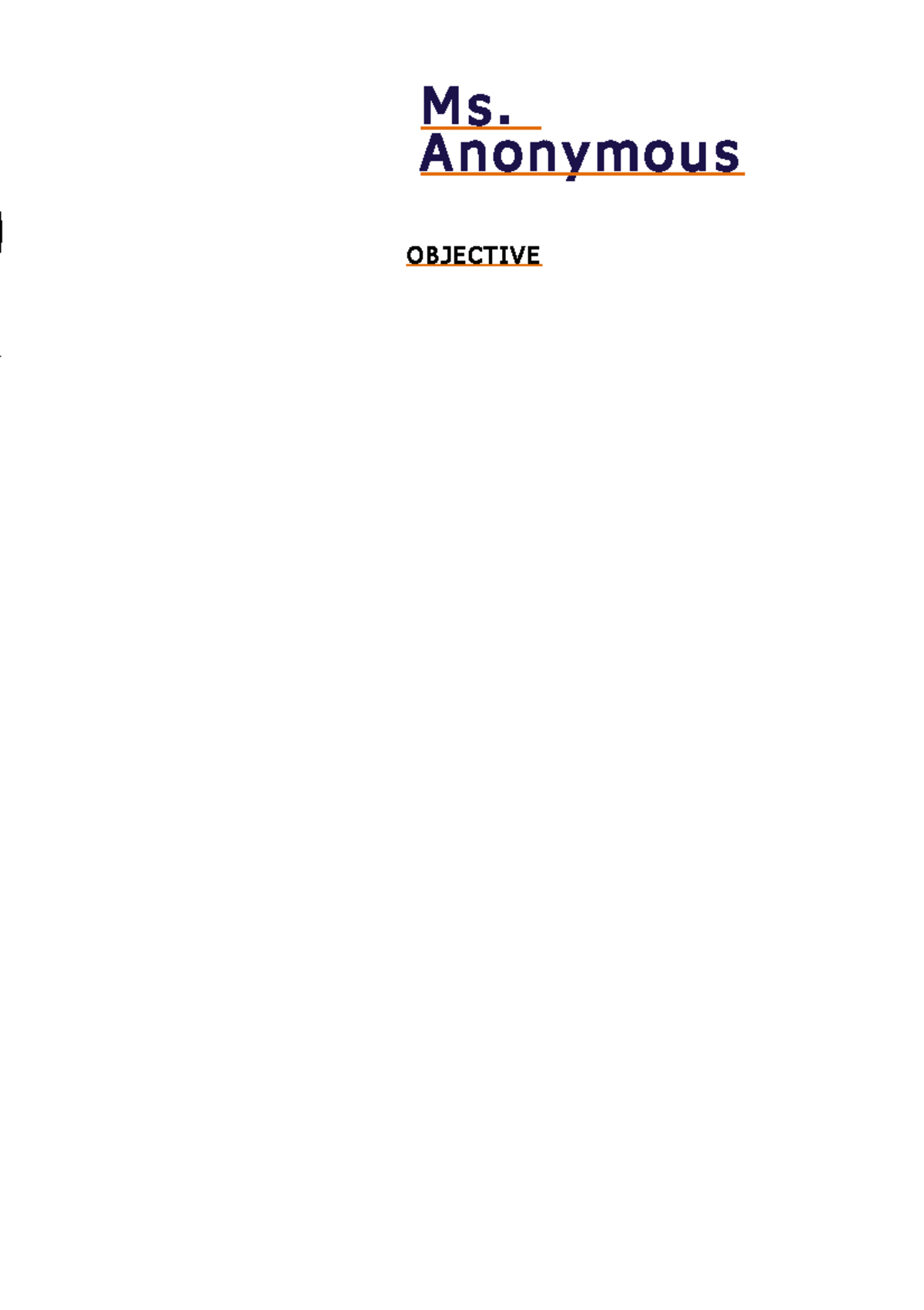 CV Sample 1 - Anonymous for MBA Aspirants - Studocu