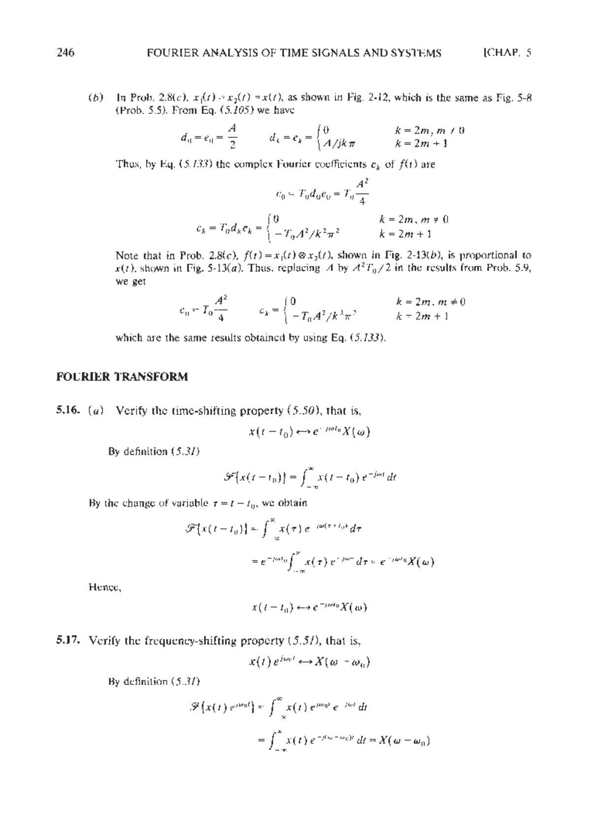 FOURIER ANALYSIS OF TIME SIGNALS AND SYSTEMS - EXERCISES - Studocu