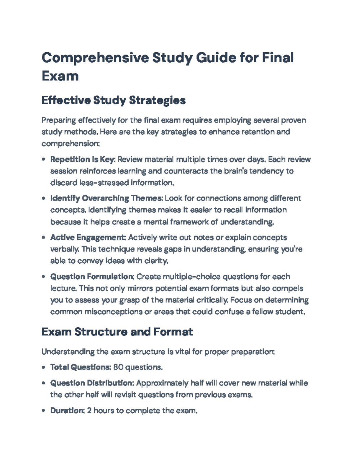 Comprehensive Study Guide for Final Exam in Biological Foundations ...