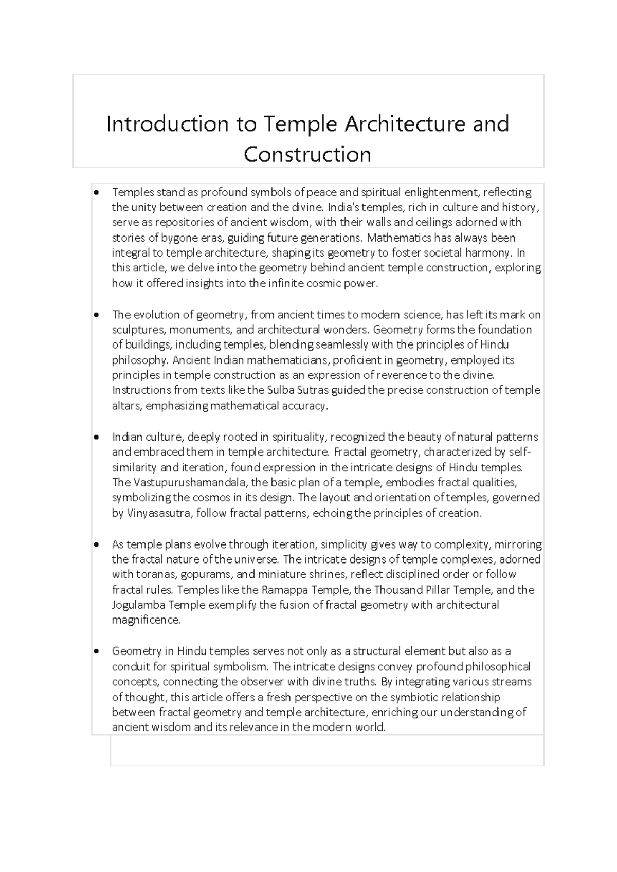 Introduction to Temple Architecture and Construction - Introduction to ...
