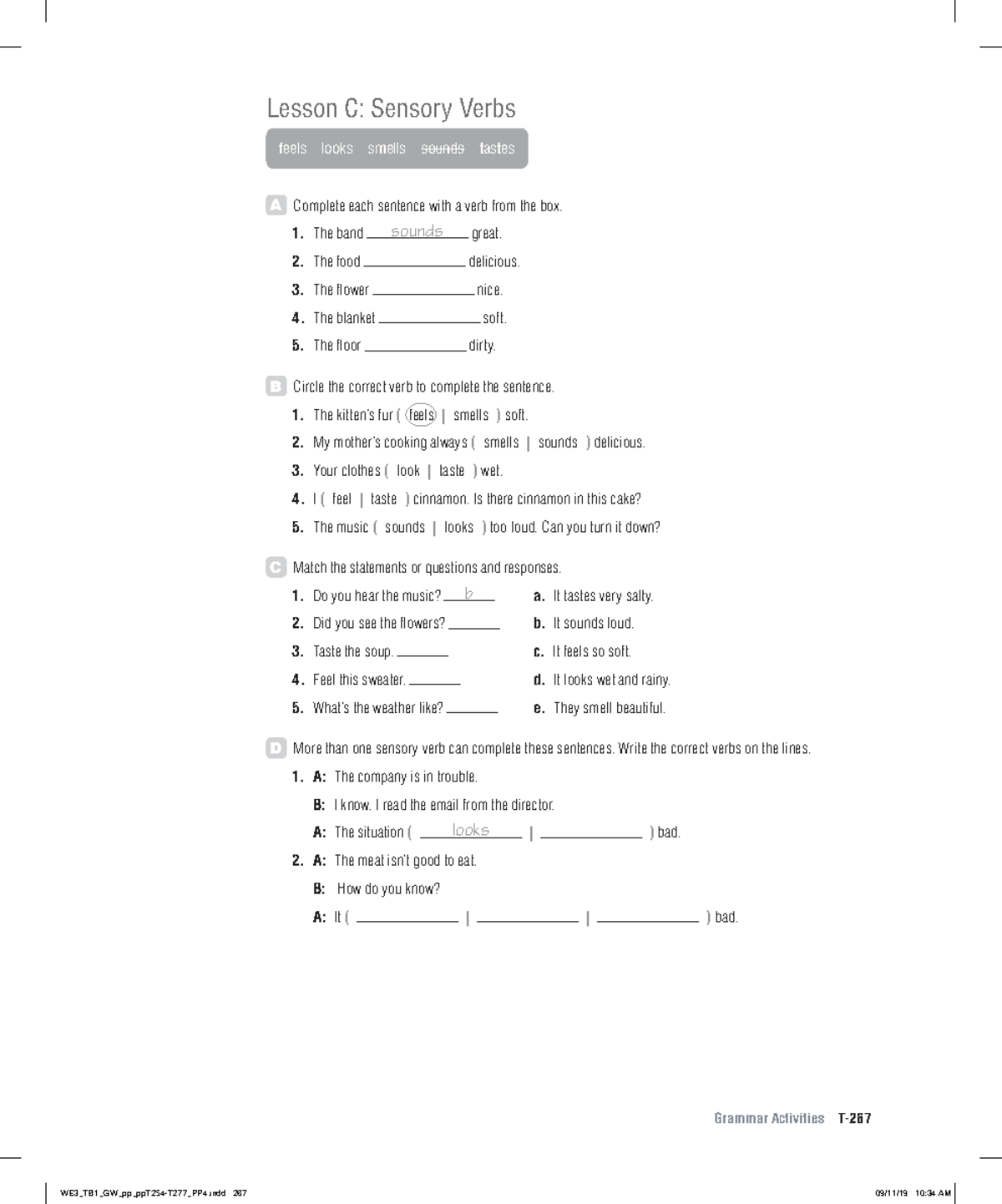 World English 3e Level 1: Grammar Activities Unit 7 Lesson C - Studocu