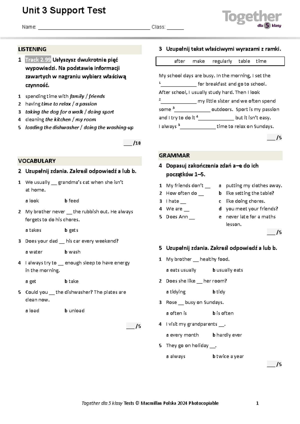 Together kl5 U3 Unit Test Preparation Guide - Studocu