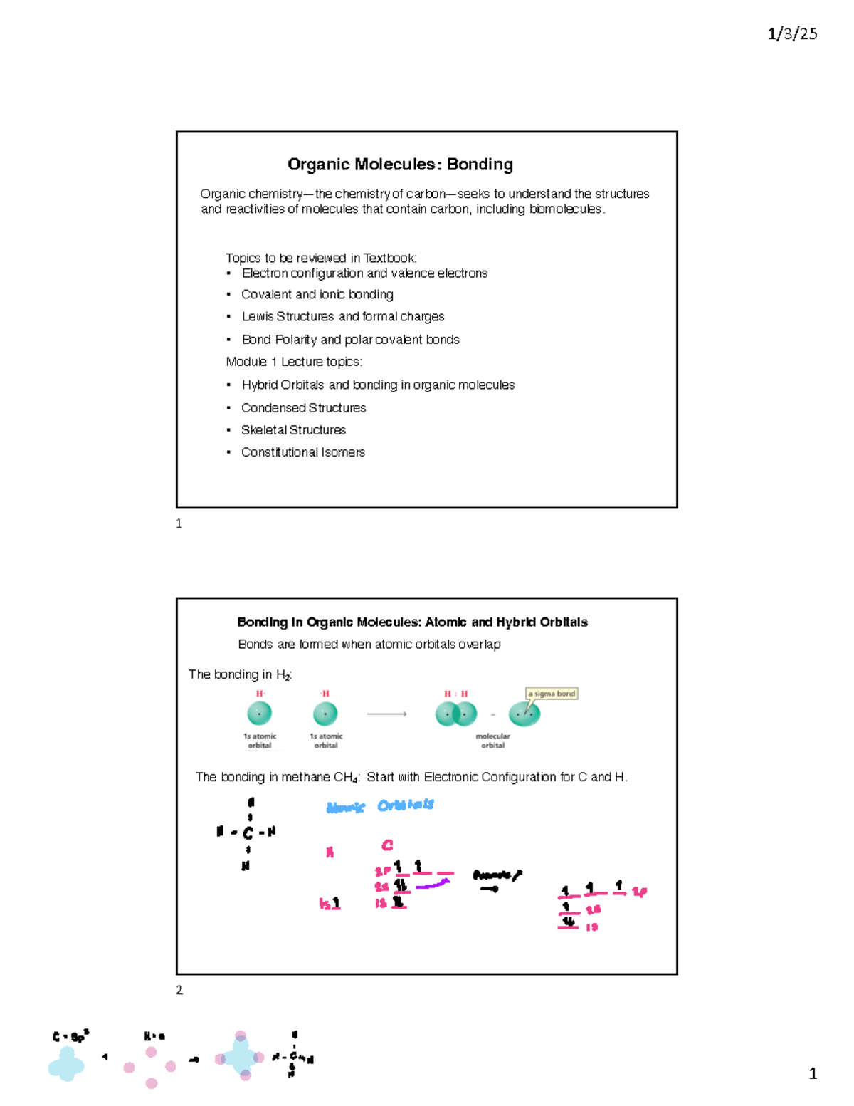 1bonding of organic moles - Topics to be reviewed in Textbook: Electron ...
