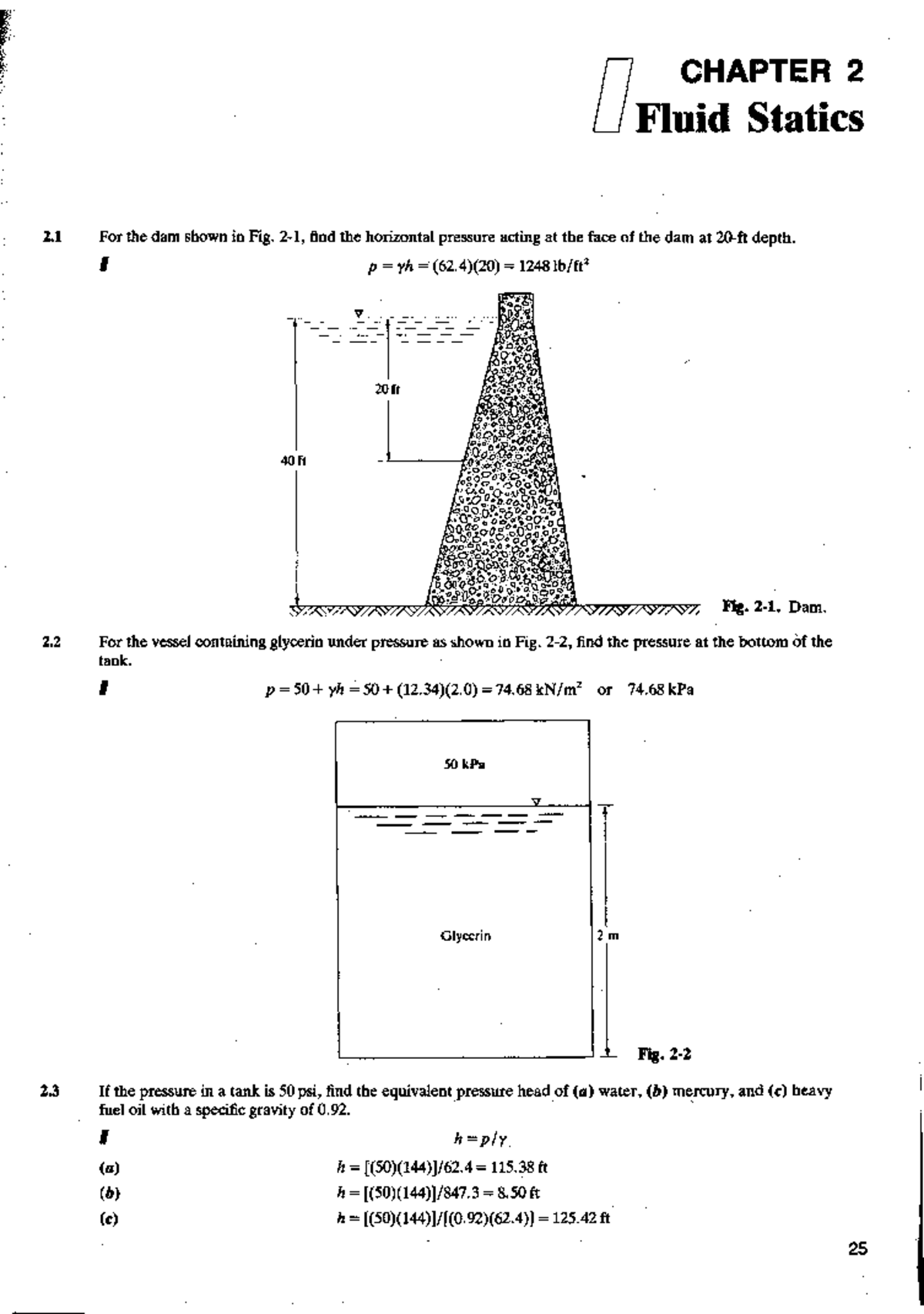 Solved Problems in Fluid Statics (ENGR 202) - Chapter 2 Review - Studocu