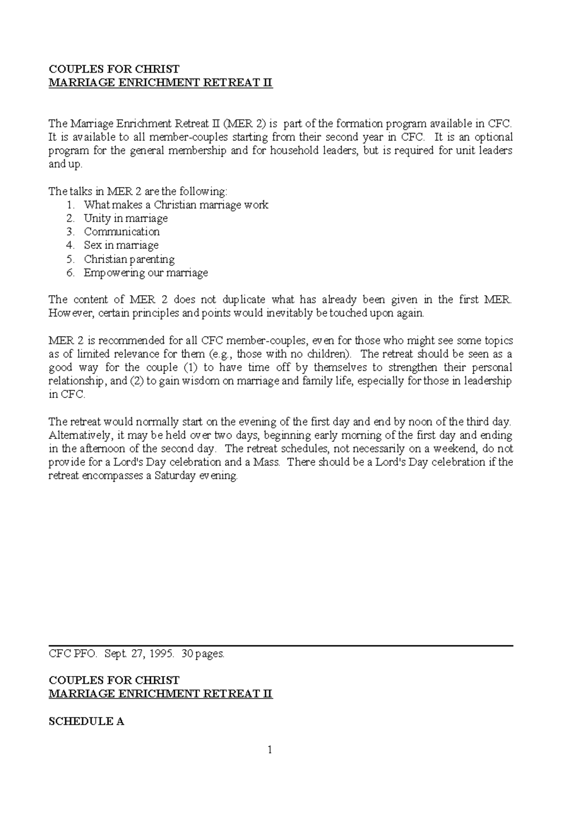 CFC Marriage Enrichment Retreat II: Insights on Strengthening Christian ...