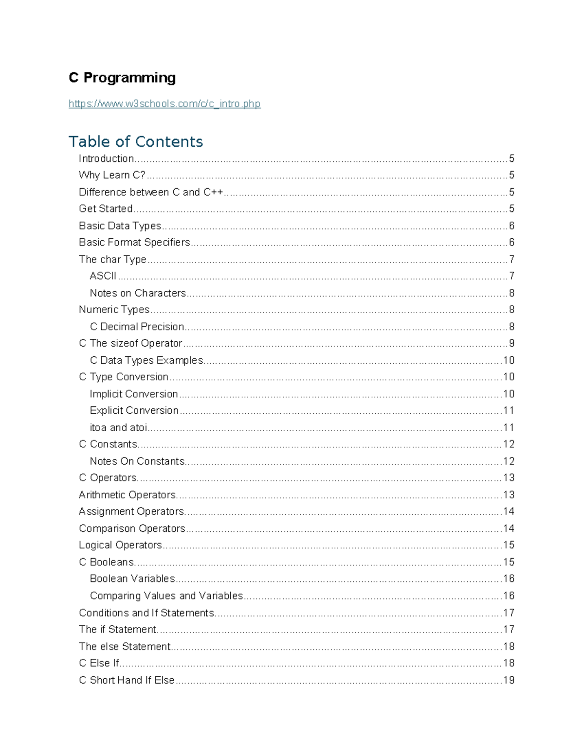 C Programming Comprehensive Guide: Topics & Concepts - Studocu