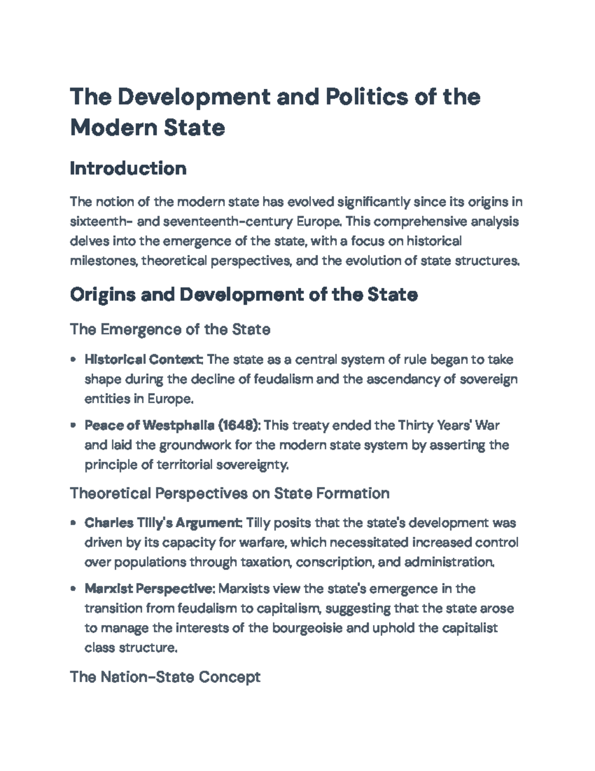 The Development and Politics of the Modern State: A Comprehensive ...