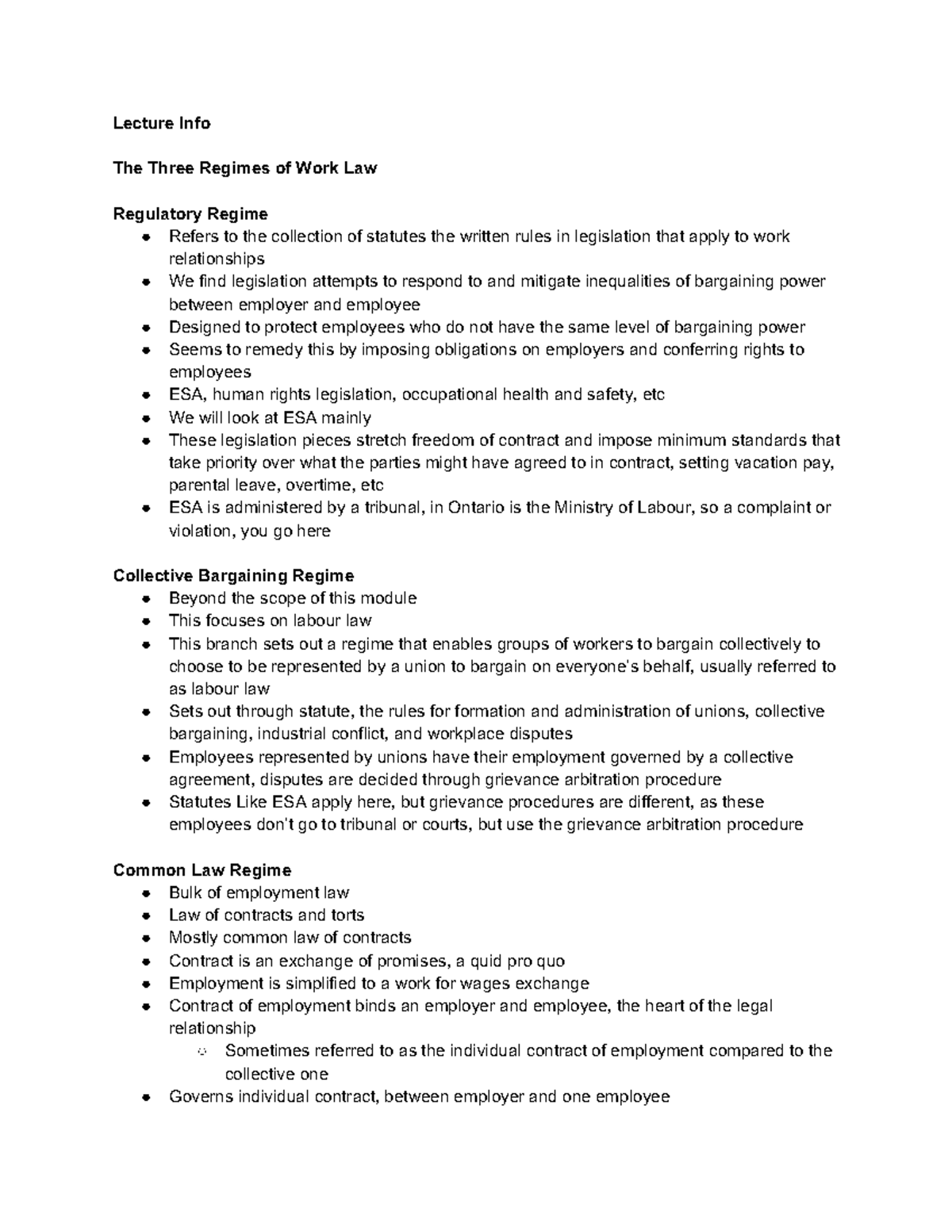 Employment Law Lecture Notes - fam Course 671122 - Studocu