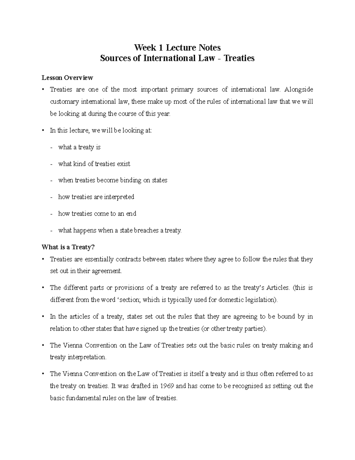 1. Sources of International Law - Treaties Notes - PBL3001F - Studocu