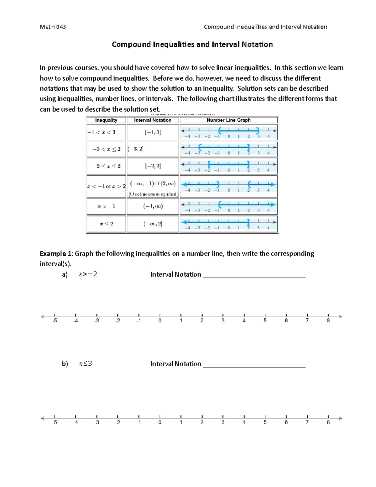 Compound Inequalities & Interval Notation: Key Concepts Explained - Studocu