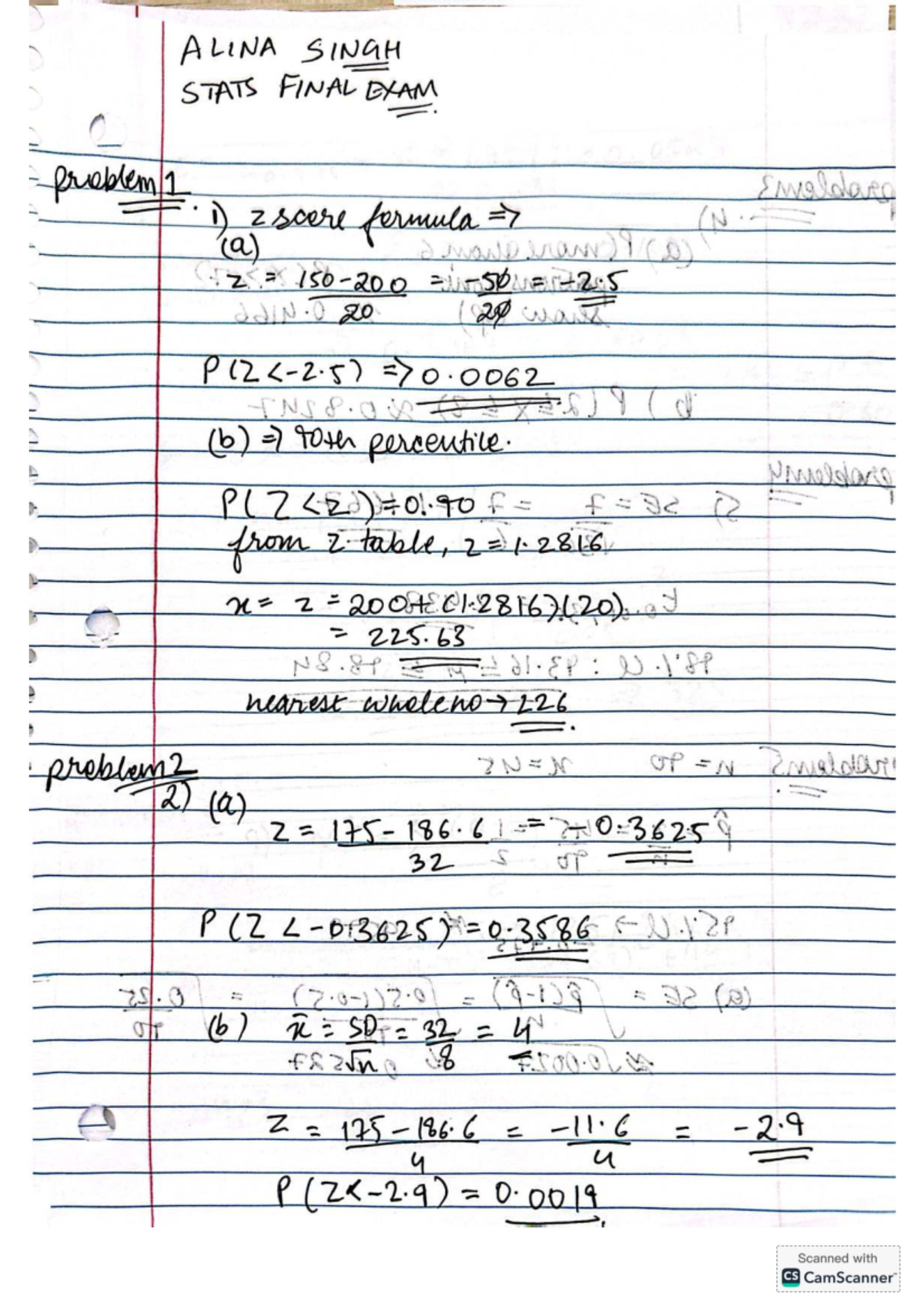 STATS 101 FINAL EXAM: Problem Solutions and Analysis - Studocu
