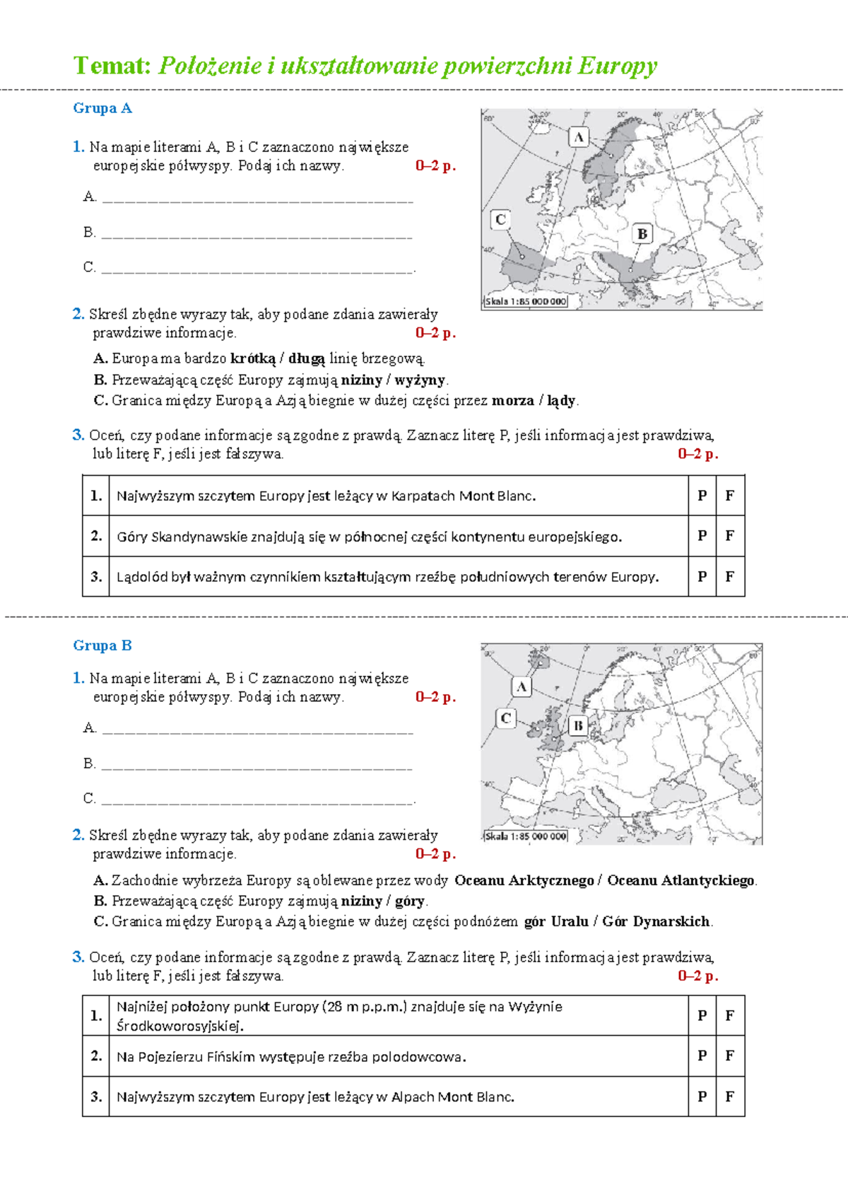 Quiz: Położenie i Ukształtowanie Powierzchni Europy (Geografia 101