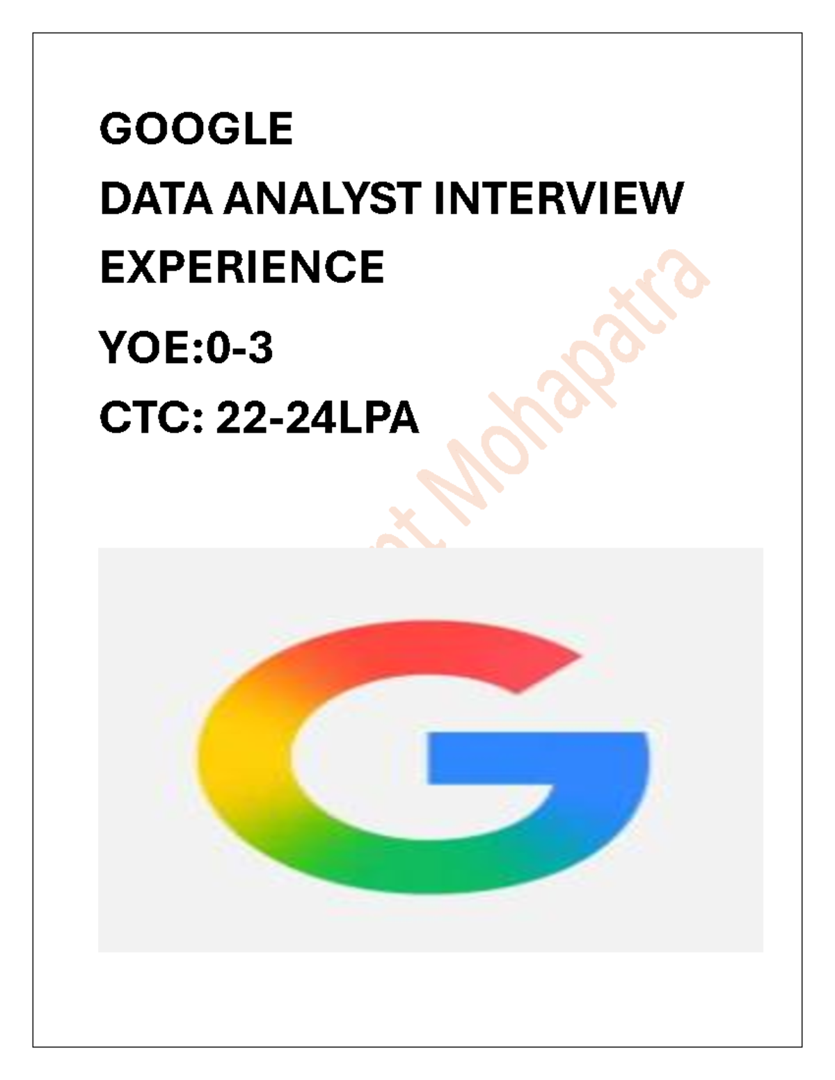 Google Data Analyst Interview Questions: SQL Queries & Optimization ...