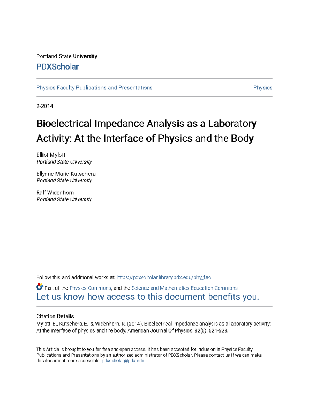 Bioelectrical Impedance Analysis Lab Activity (Physics 101) - Studocu