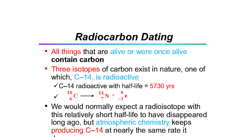 Lec 15: Radiocarbon Dating and Nuclear Reactions Overview - Studocu