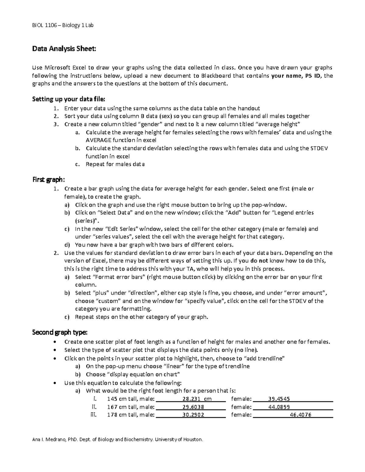 BIOL 1106 Final Lab Data Analysis and Graphing Instructions - Studocu